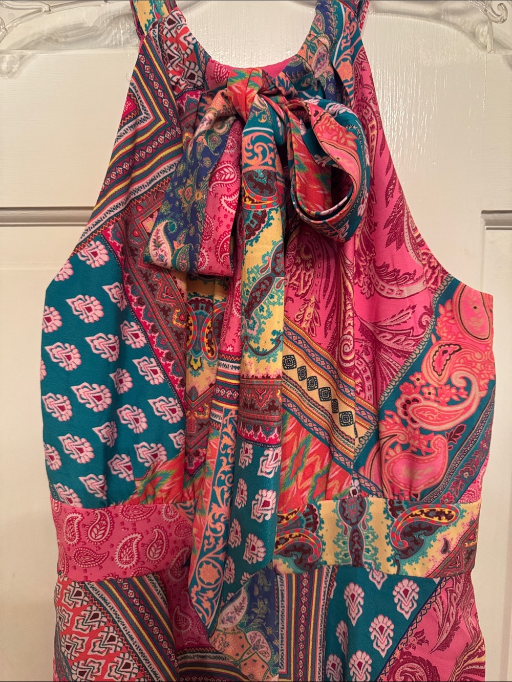 Eliza J Pink & Teal Paisley Halter Maxi Dress - Beautiful Dress - Picture 3 of 8